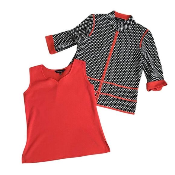 Ming Wang Set Women’s Size Medium Matching Red/Orange Tank Top and Jacket - Picture 2 of 16
